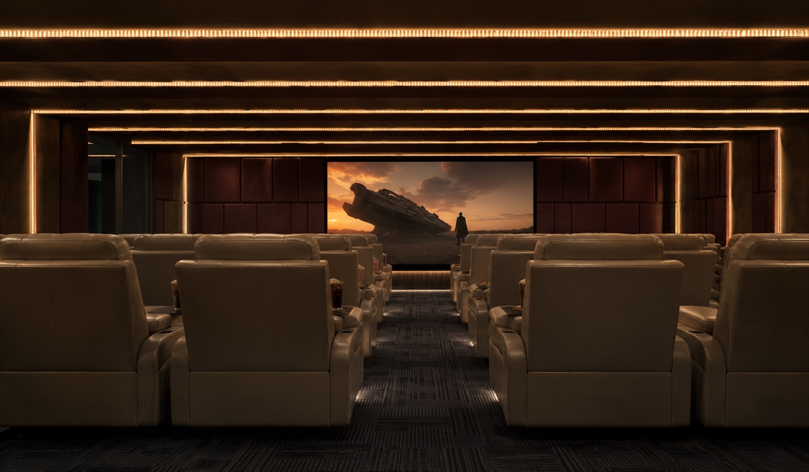 Club Nirvana — the private home theatre with recliner seating